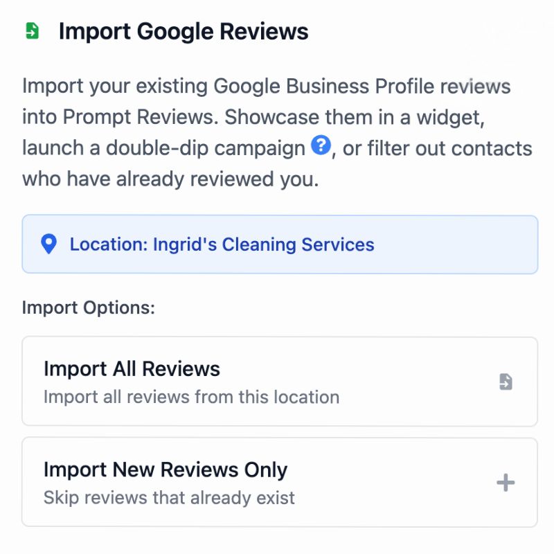 Import Google reviews